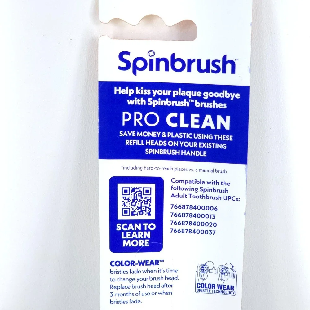 3x Spinbrush Pro Clean Replacement Brush Heads Soft Deadstock Dual Action NEW